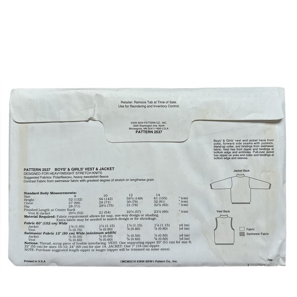 Vintage Y2K, uncut, factory folded Kwik Sew Pattern 2537, size 8 - 14 - Picture 2 of 4